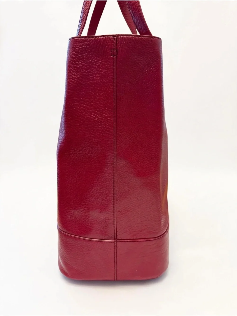 Tory Burch McGraw Imperial Garnet Red Tote Pebbled Leather Gold Logo + Dust Bag
